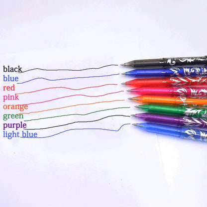 8 Color Erasable Gel Pen 0.5mm Tip Painting Writing Drawing Black Blue Red Pink Orange Green Purple Light Blue Student Drawing-faithfullyfocusd