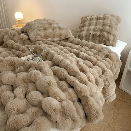 Rabbit Plush Sofa Blanket Winter Luxury Warmth Super Soft Thicken Blankets for Beds High-end Bedroom Quilt Sofa Solid Color-faithfullyfocusd