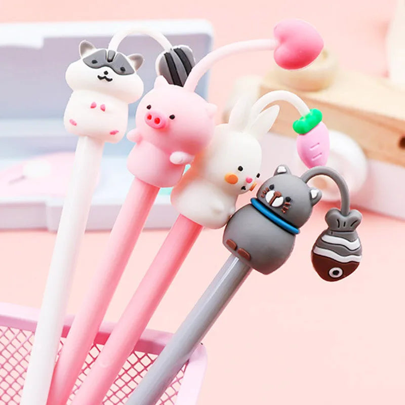 12 Pcs Cute Pet Pens Set - Creative Cartoon Writing Tools for Small Fresh Student Exam, School Supplies-faithfullyfocusd