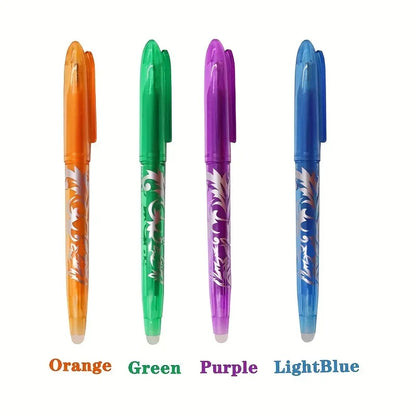 8/4pcs Multi-Color Erasable Gel Pen 0.5mm Tip Painting Writing Drawing School Black Blue Red Pink Orange Green Purple Light Blue-faithfullyfocusd