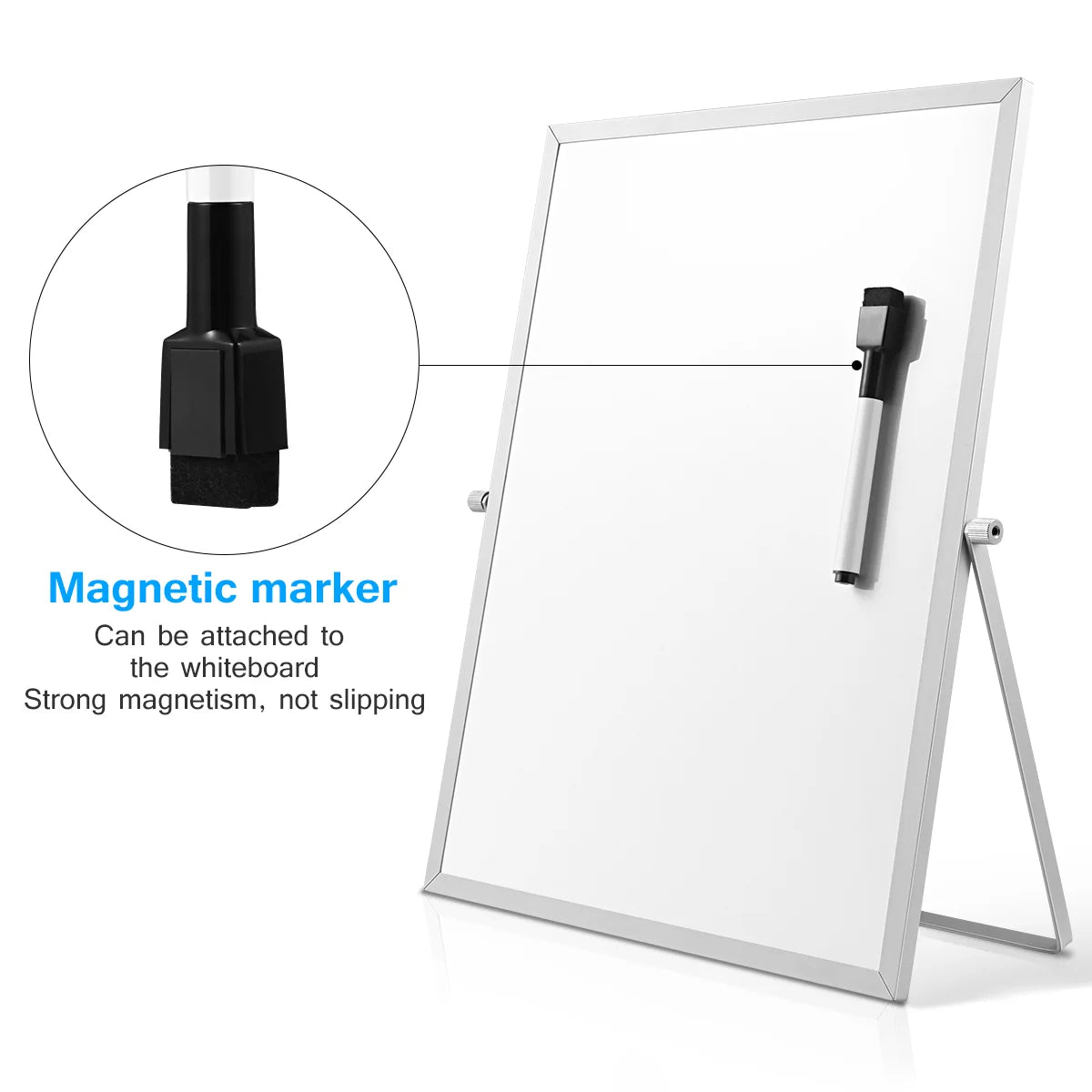 STOBOK Magnetic Dry Erase Board Double Sided Personal Desktop Tabletop White Board Planner Reminder with Stand for School Office-faithfullyfocusd