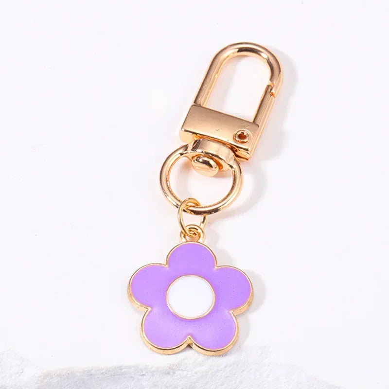 Fashion INS Style Daisy Flower Keychain Pink White Black Enamel Metal Pendant Women Key Bag Accessories Keyring-faithfullyfocusd