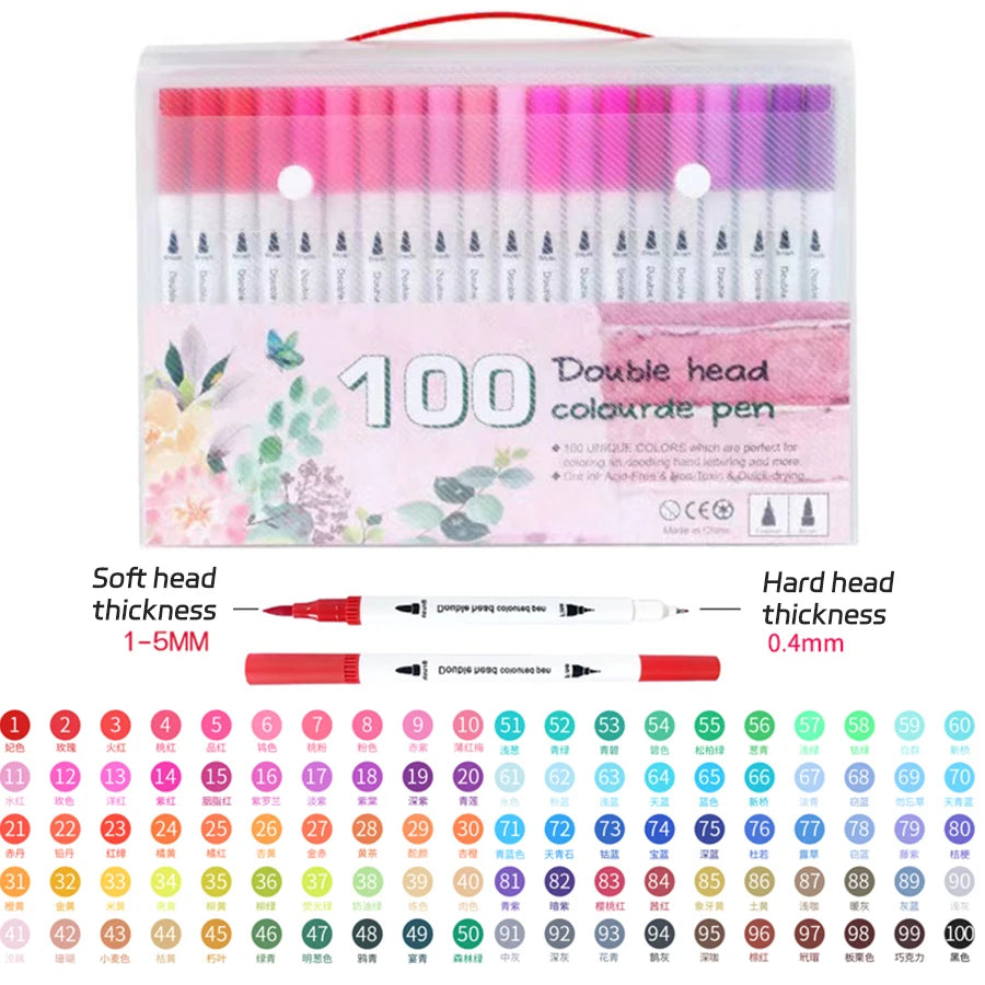 12-262 Colores Double Pen Tip Markers Brush Pens Set Painting Highlighter School Art Supplies for Artist Stationery-faithfullyfocusd