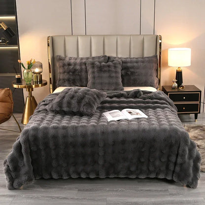 Luxury Soft Faux Fur Throw Blanket Fuzzy Plush Bedspread on the bed plaid sofa cover blankets and throws for living room bedroom-faithfullyfocusd