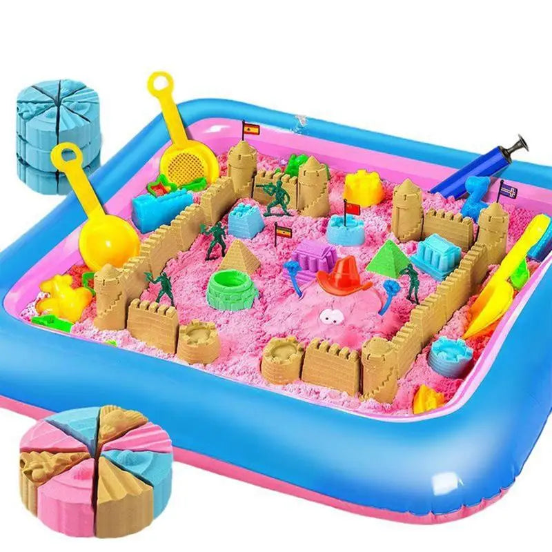 Play Sand Indoor Sand Mold Set Colorful Play Sand Sensory Sand With Inflatable Cushion Base Playful For Boys Girls Toddler-faithfullyfocusd