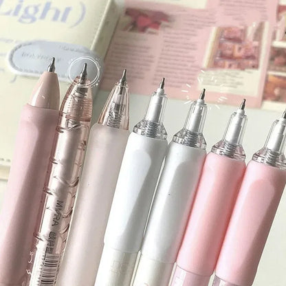 7PCS Cute Peach Sweetheart Pink Series Gel Pen 0.5mm Black Ink Quick Dry Press Pen Set Kawaii Girl Stationery School Supplies-faithfullyfocusd