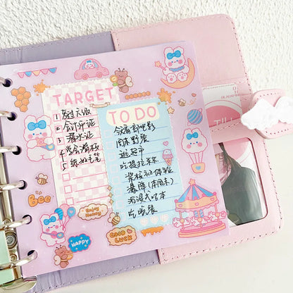 A6 Cute Binder Rabbit Week Plan Todo Paper Refill Accessories 120gsm Loose-leaf Notebook Journal Diary Paper School Stationery-faithfullyfocusd