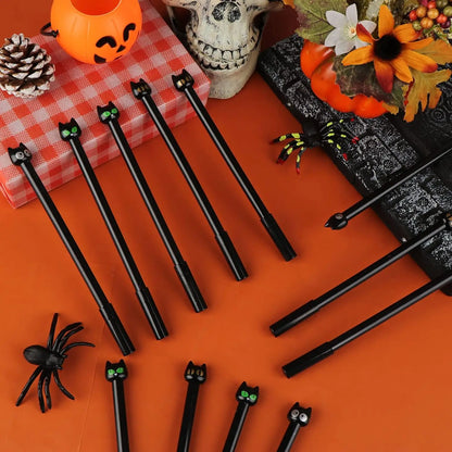 Cute Cartoon Black Cat Gel Pens Set 0.5mm for Halloween Party Gifts Gifts Office Supplies Back To School-faithfullyfocusd