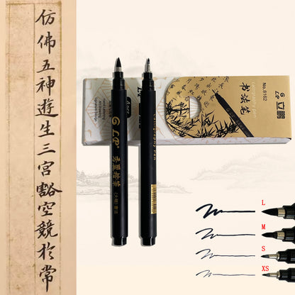 4 pcs Size black Chinese style Calligraphy Brush tip Pen  for Student easy writing Markers Art Office School Supplies Stationery-faithfullyfocusd