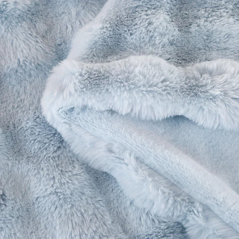 Luxury Soft Faux Fur Throw Blanket Fuzzy Plush Bedspread on the bed plaid sofa cover blankets and throws for living room bedroom-faithfullyfocusd