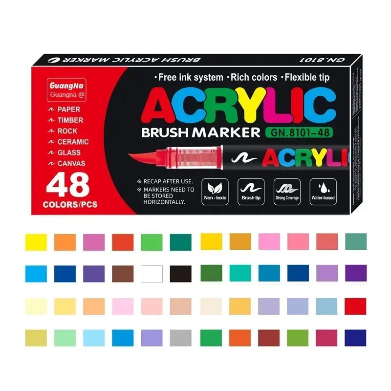 Acrylic Paint Pens Markers Brush Tip Paint Markers for Rock Painting Wood Canvas Stone Christmas Gift DIY Crafts-faithfullyfocusd