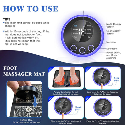 Foot Massager Mat, Foot Massager Pad, Portable Foot Massager Mat, Remote Control Foot Massager Stimulator-faithfullyfocusd