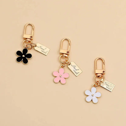 Fashion INS Style Daisy Flower Keychain Pink White Black Enamel Metal Pendant Women Key Bag Accessories Keyring-faithfullyfocusd