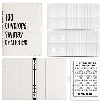 Multicolor minimalist Loose-leaf 100 Days Save Money Challenge Cash Envelope Savings Book-faithfullyfocusd