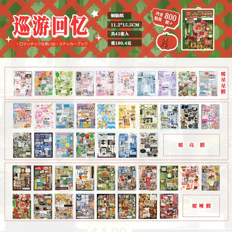 MINKYS 45 sheets/piece Retro Decorative Stickers Laptop Kpop Toploader Photocard Sticker Book Kids Gift School Stationery-faithfullyfocusd