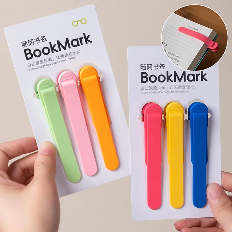 3 Pcs/Set Silicone Bookmark Automatically Follows Page Book Accessories For Reading Lovers Office Stationery School Supplies-faithfullyfocusd