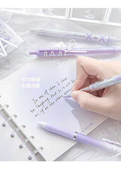 4pcs/box Sweet Ballet Series Gel Pen for Girl Chic Korean Pink Blue Color Bow Stationery Student Cute Gel Pens Writing-faithfullyfocusd