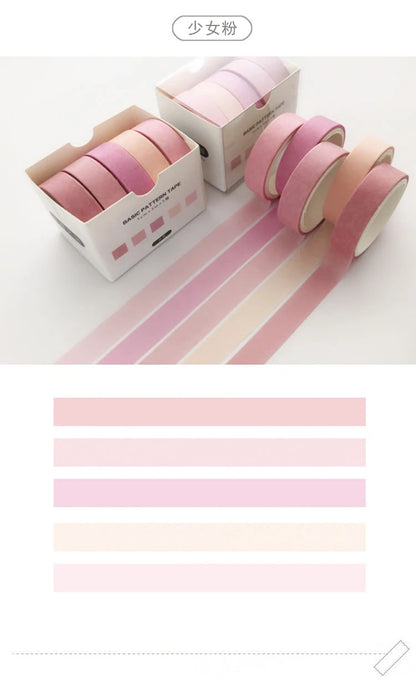 5Pcs Sakura Washi Tape Set Basic Decorative Adhesive Tape Journal Supplies Washitape Stationery Scrapbooking Cute Masking Tape-faithfullyfocusd