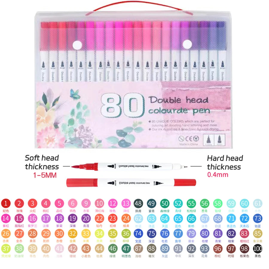 12-262 Colores Double Pen Tip Markers Brush Pens Set Painting Highlighter School Art Supplies for Artist Stationery-faithfullyfocusd