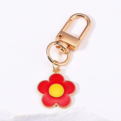 Fashion INS Style Daisy Flower Keychain Pink White Black Enamel Metal Pendant Women Key Bag Accessories Keyring-faithfullyfocusd