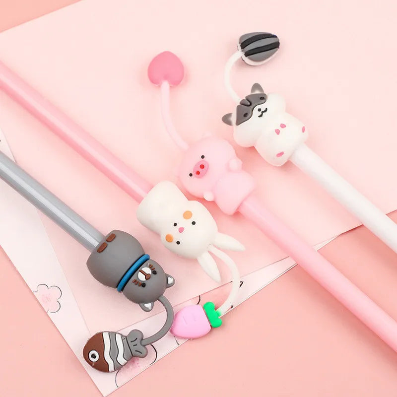 12 Pcs Cute Pet Pens Set - Creative Cartoon Writing Tools for Small Fresh Student Exam, School Supplies-faithfullyfocusd