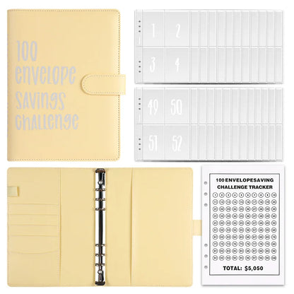 Multicolor minimalist Loose-leaf 100 Days Save Money Challenge Cash Envelope Savings Book-faithfullyfocusd