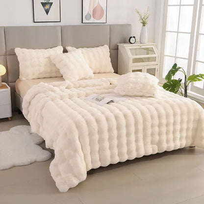 Luxury Soft Faux Fur Throw Blanket Fuzzy Plush Bedspread on the bed plaid sofa cover blankets and throws for living room bedroom-faithfullyfocusd