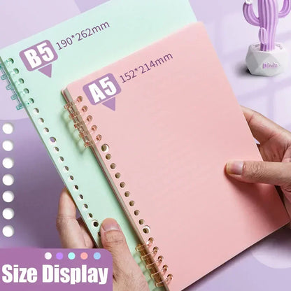 Loose-leaf Book Cover & Ring A4 A5 B5 PP Colorful Binder Spiral Ring Transparent Plastic Stationery Office School Supplies-faithfullyfocusd