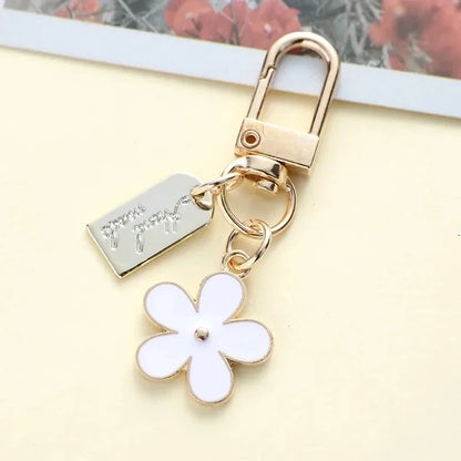 Fashion INS Style Daisy Flower Keychain Pink White Black Enamel Metal Pendant Women Key Bag Accessories Keyring-faithfullyfocusd