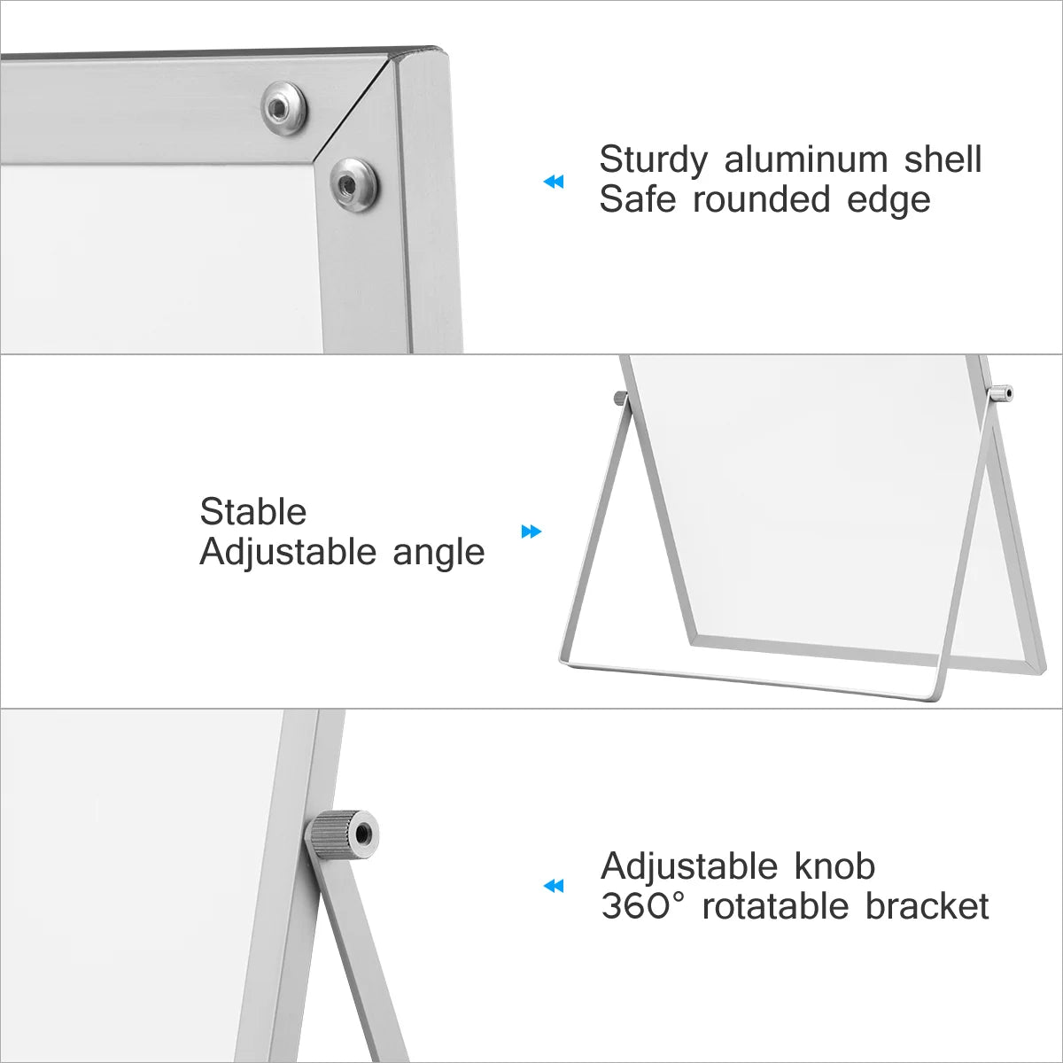 STOBOK Magnetic Dry Erase Board Double Sided Personal Desktop Tabletop White Board Planner Reminder with Stand for School Office-faithfullyfocusd