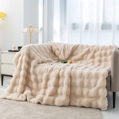 Luxury Rabbit Plush Blanket Winter Autumn Comfortable Blankets Office Air Conditioning Leisure Blanket Thickness Sofa Cover-faithfullyfocusd