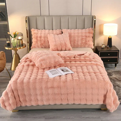 Luxury Soft Faux Fur Throw Blanket Fuzzy Plush Bedspread on the bed plaid sofa cover blankets and throws for living room bedroom-faithfullyfocusd