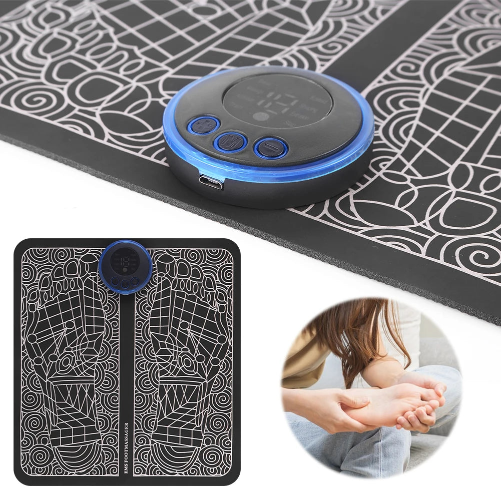 EMS Foot Massager Mat Foot Acupressure Device Muscle Relaxation Electronic Foot Stimulator with 8 Modes &19 Levels for Men Women-faithfullyfocusd