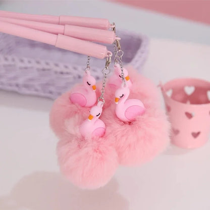 1pcs Beautiful Pink Flamingo Gel Pen Plush Swan Pens for School Office Writing Supplies Girl Gifts Kawaii Neutral Stationery-faithfullyfocusd