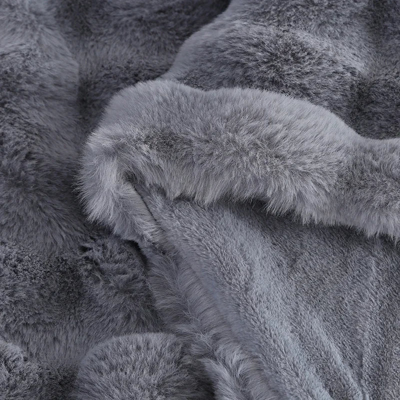 Luxury Soft Faux Fur Throw Blanket Fuzzy Plush Bedspread on the bed plaid sofa cover blankets and throws for living room bedroom-faithfullyfocusd