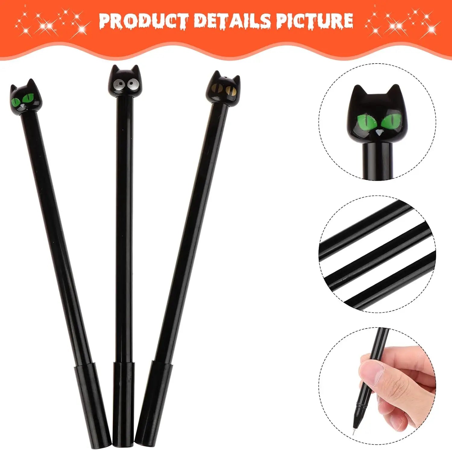 Cute Cartoon Black Cat Gel Pens Set 0.5mm for Halloween Party Gifts Gifts Office Supplies Back To School-faithfullyfocusd