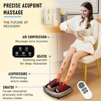 Foot Massager Shiatsu Kneading Deep Tissue Relax Heated Roller Calf Pain Relief Fatigue Muscles Vibrator Machine Health Relief-faithfullyfocusd