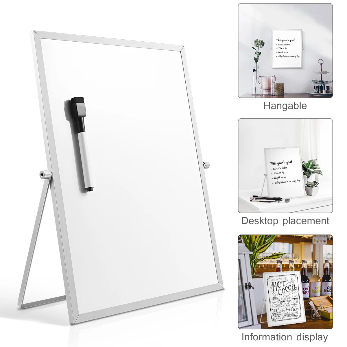 STOBOK Magnetic Dry Erase Board Double Sided Personal Desktop Tabletop White Board Planner Reminder with Stand for School Office-faithfullyfocusd