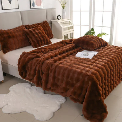 Luxury Soft Faux Fur Throw Blanket Fuzzy Plush Bedspread on the bed plaid sofa cover blankets and throws for living room bedroom-faithfullyfocusd