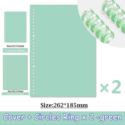 Loose-leaf Book Cover & Ring A4 A5 B5 PP Colorful Binder Spiral Ring Transparent Plastic Stationery Office School Supplies-faithfullyfocusd