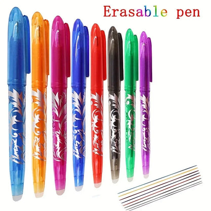 8/4pcs Multi-Color Erasable Gel Pen 0.5mm Tip Painting Writing Drawing School Black Blue Red Pink Orange Green Purple Light Blue-faithfullyfocusd