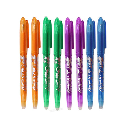 8 Color Erasable Gel Pen 0.5mm Tip Painting Writing Drawing Black Blue Red Pink Orange Green Purple Light Blue Student Drawing-faithfullyfocusd