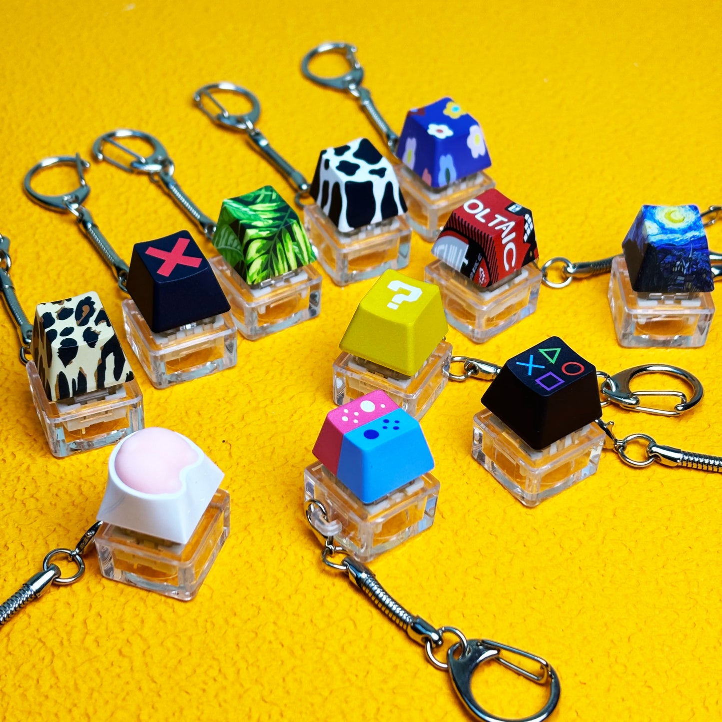 Keyboard Key Toy Party Stress Relief DIY Fidget Button Keycap Fidget Keychain Keyboard Keychain Toys Finger Keyboard-faithfullyfocusd