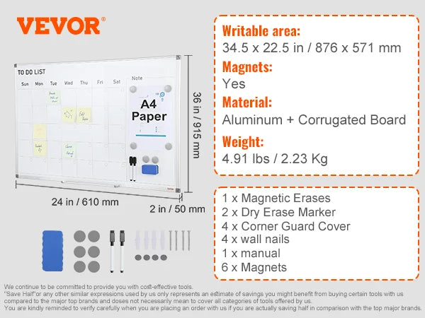 VEVOR Rolling Magnetic Whiteboard Double-Sided Mobile Whiteboard 360° Reversible Adjustable Height Dry Erase Board for School-faithfullyfocusd