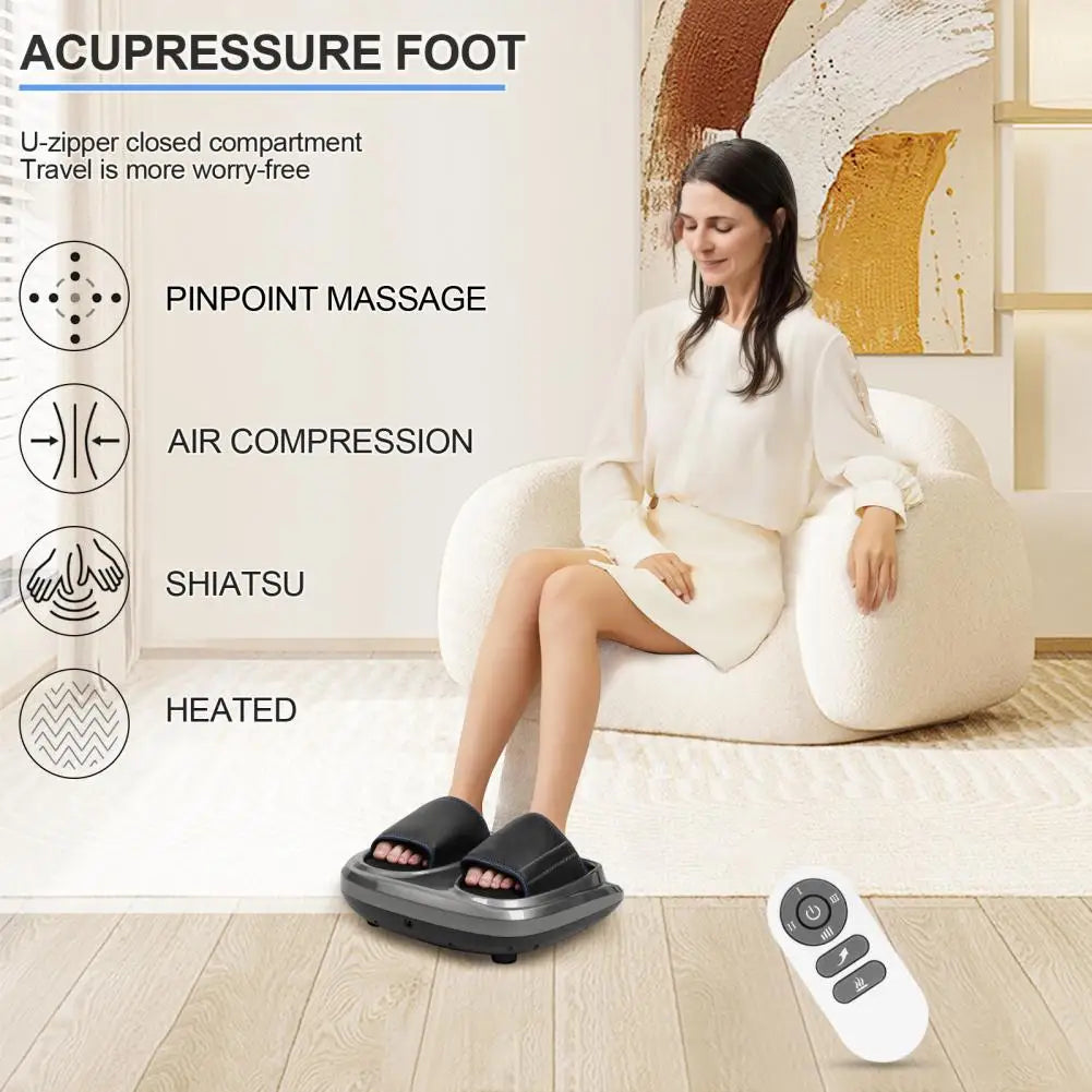 Foot Massager Shiatsu Kneading Deep Tissue Relax Heated Roller Calf Pain Relief Fatigue Muscles Vibrator Machine Health Relief-faithfullyfocusd