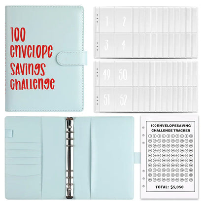 Multicolor minimalist Loose-leaf 100 Days Save Money Challenge Cash Envelope Savings Book-faithfullyfocusd