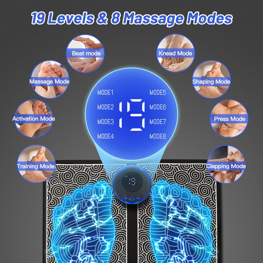 Electric Foot Massager Pad Electrostimulator Massage Mat EMS Muscle Massager Relax Feet Massage Fitness Masajeador USB Charging-faithfullyfocusd