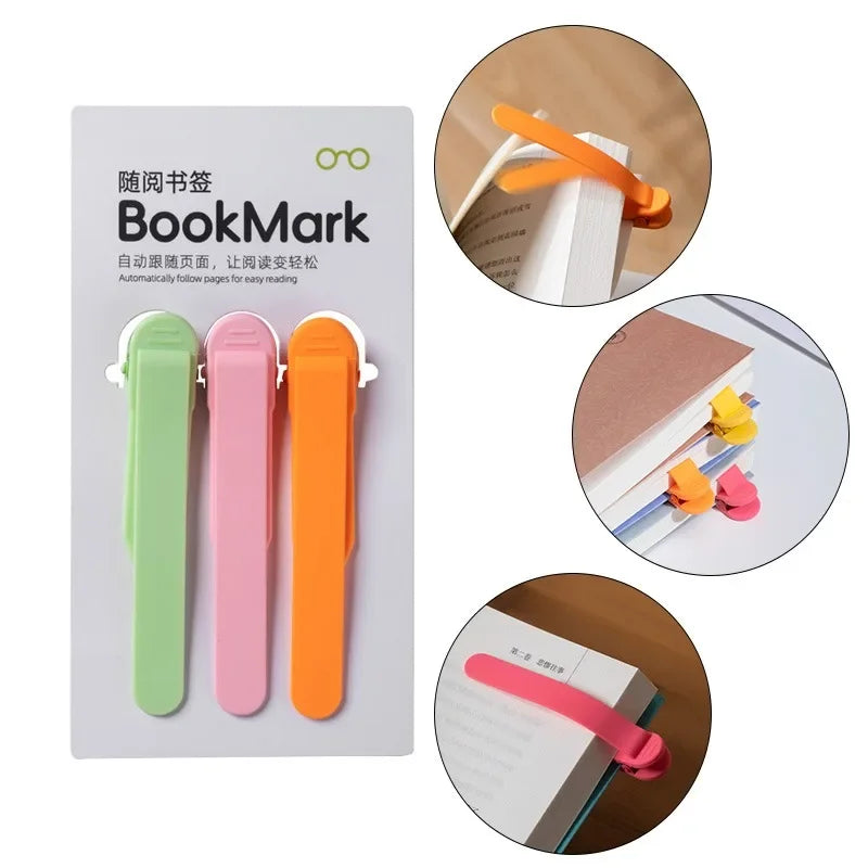 3 Pcs/Set Silicone Bookmark Automatically Follows Page Book Accessories For Reading Lovers Office Stationery School Supplies-faithfullyfocusd