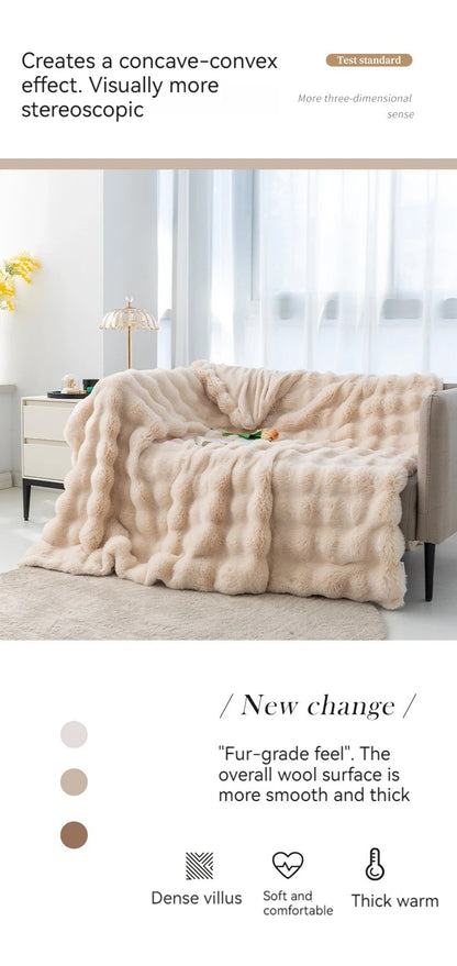 Luxury Rabbit Plush Blanket Winter Autumn Comfortable Blankets Office Air Conditioning Leisure Blanket Thickness Sofa Cover-faithfullyfocusd