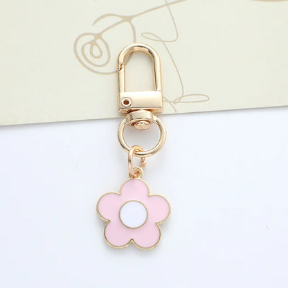 Fashion INS Style Daisy Flower Keychain Pink White Black Enamel Metal Pendant Women Key Bag Accessories Keyring-faithfullyfocusd